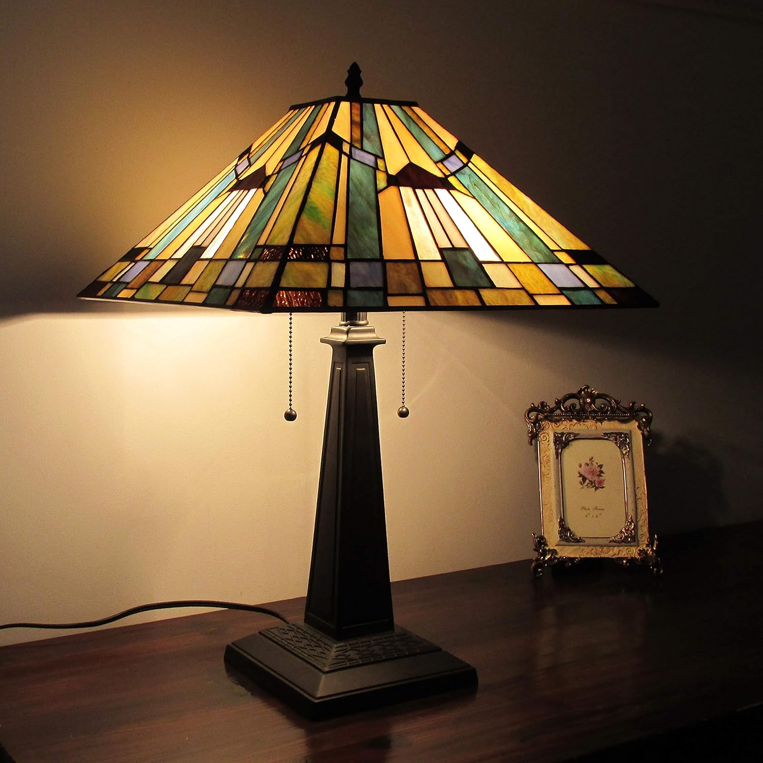 Tiffany-Style 2 Light Mission Table Lamp 16" Shade