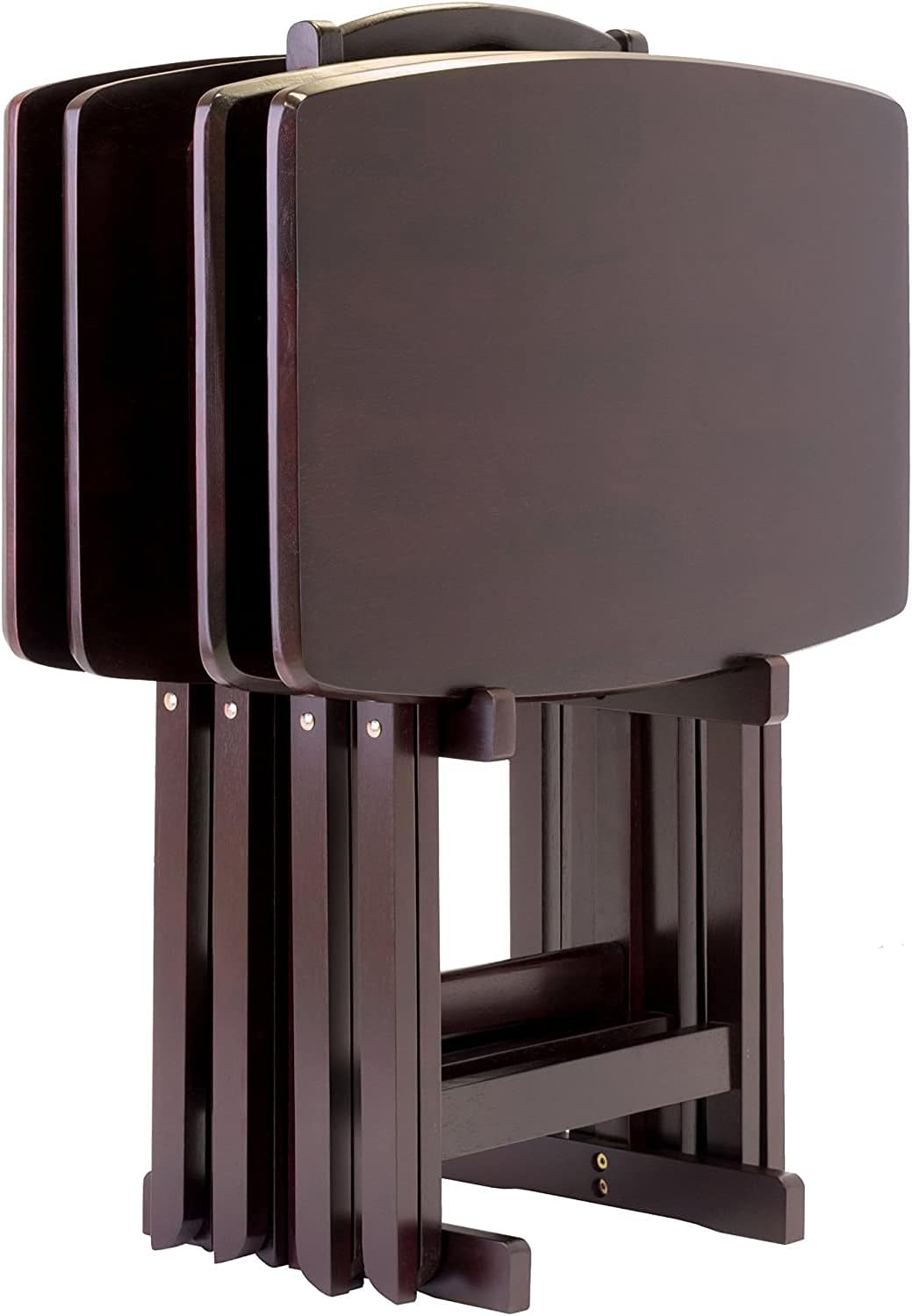 Folding Wooden Tray Table Portable, Lightweight and Functionality with No Assembly Required, Espresso Color, 15.75" D X 23.62" W X 25.51"