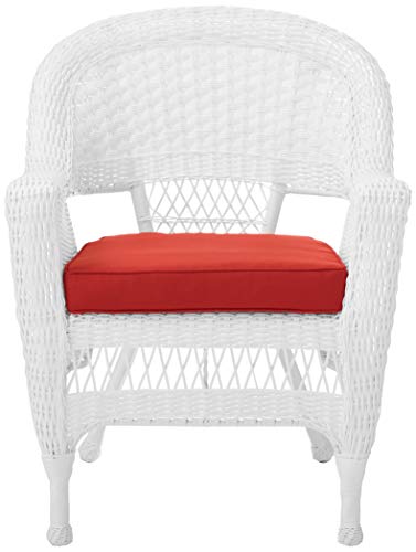 Jeco Wicker Chair with Red Cushion, Set of 2, Espresso/W00208-
