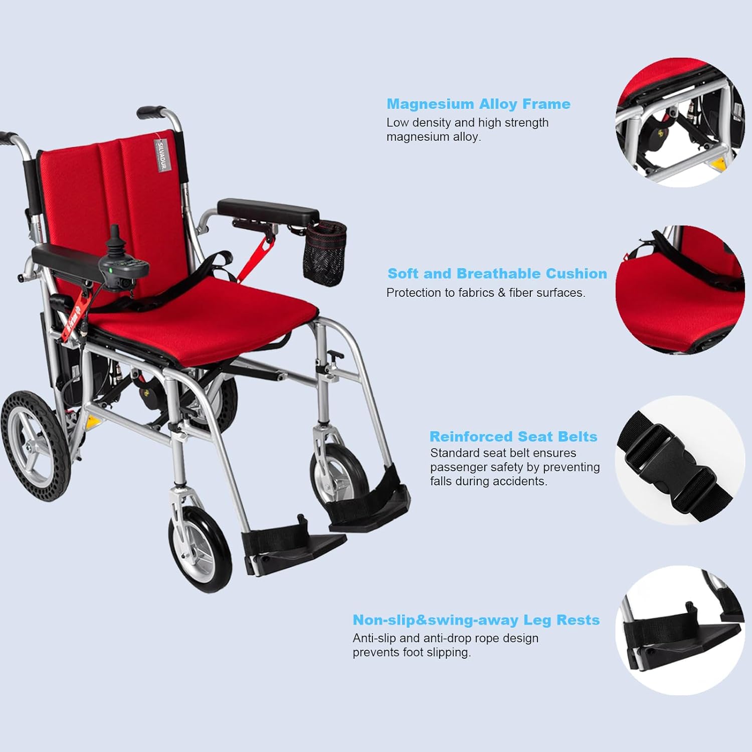 SUMELL Electric Wheelchair for Adults, Lightweight Electric Wheelchair 35lbs, Foldable Intelligent Power Wheelchairs with Flip Up Armrests and Single Battery
