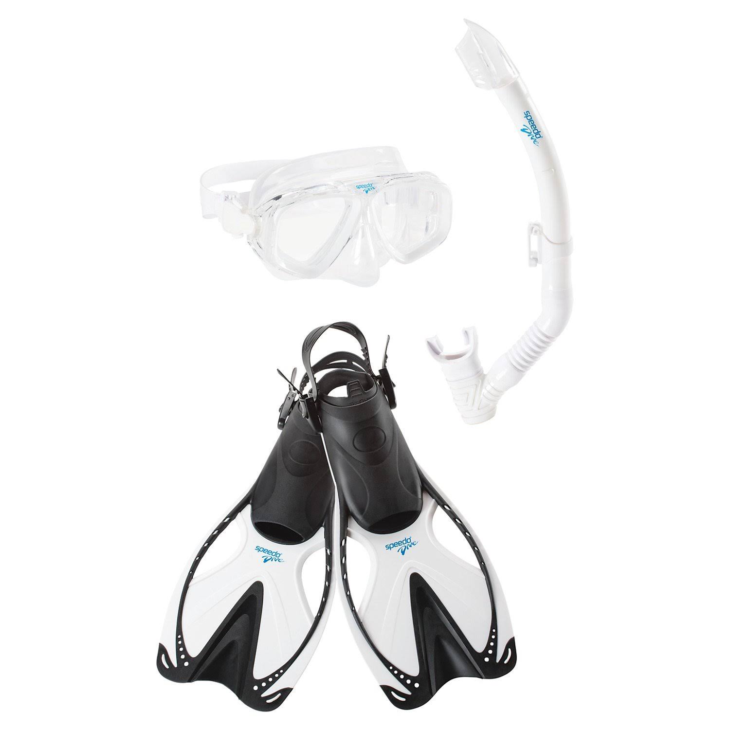Speedo Adult Adventure Mask Snorkel Fin Set Black S/M / Black