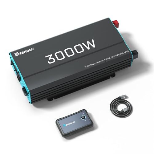 Renogy Inverter PUH, 3000W Pure Sine Wave Power Inverter with UPS Transfer Switch & Bluetooth, 12V DC to 120V AC Converter for RV, Truck, Home,Camping - 6000W Surge Power, Remote Monitoring