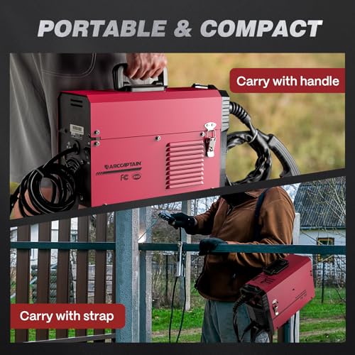 ARCCAPTAIN MIG Welder, 200Amp 6 in 1 Gas MIG/Gasless Flux Core MIG/Stick/Lift TIG/Spot welding/Spool Gun 110V/220V Aluminum Multi Process Welding Machine with LED Digital Display, Burn Back Adjustment