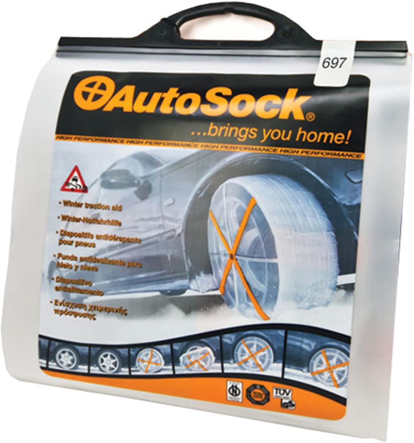 AUTOSOCK 697 Snow Socks for Car, SUV, & Pickup - Better Alternative to Tire Chains (Pack of 2)