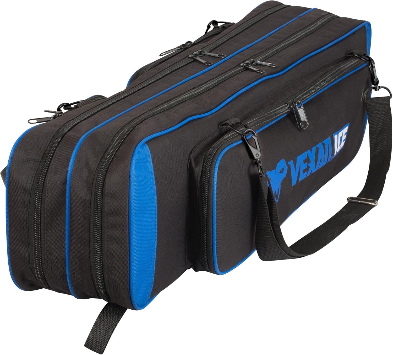 Vexan ICE Fishing Rod & Tackle Bag 36 Soft Case and Multi-Piece Fly Rods Box. Fit up to 36 Rods and Rod Pieces. Blue to match your Clam ICE house