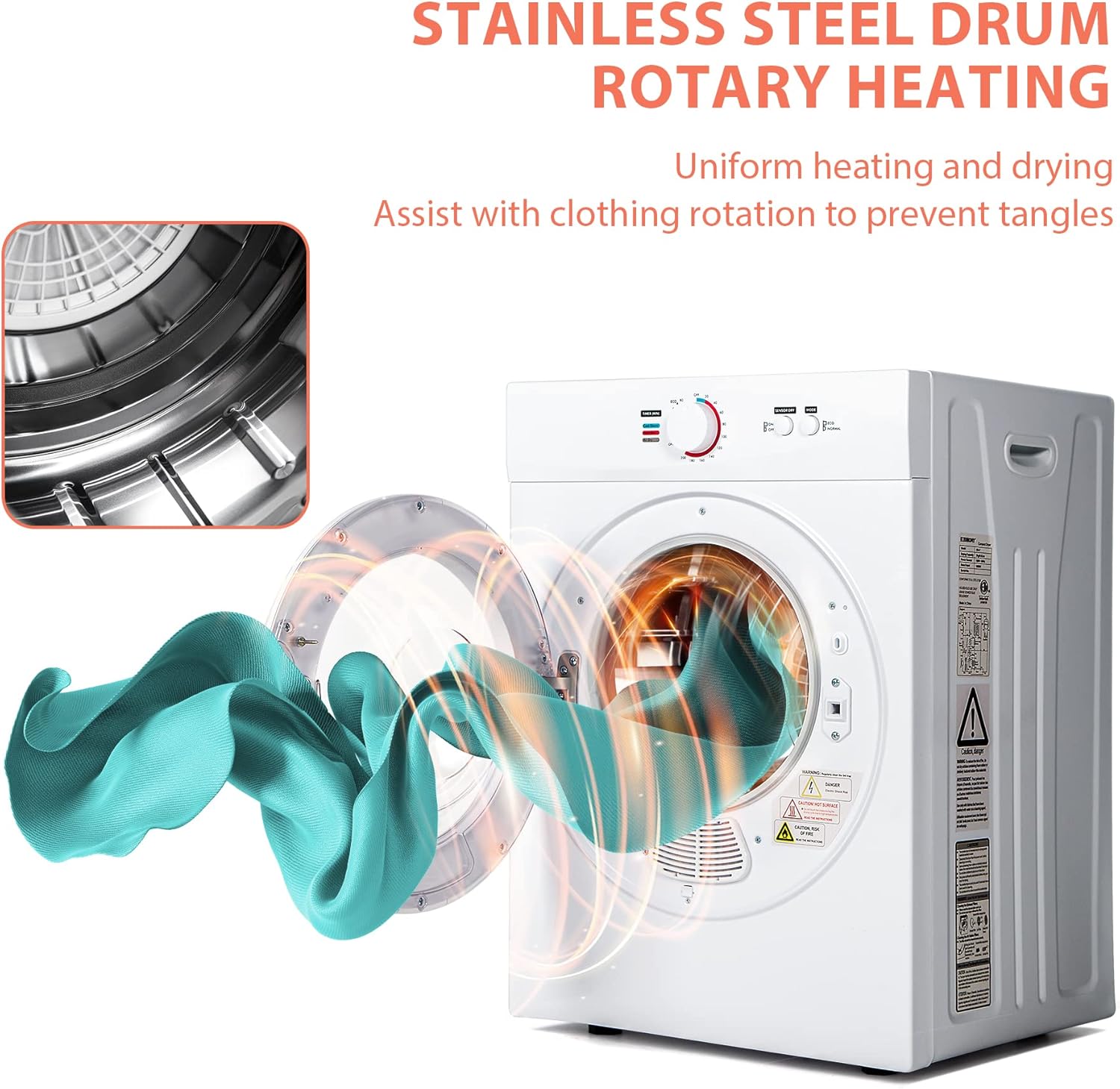 Nictemaw 15.6lbs Portable Washer and Euhomy 1.8 Cu. Ft. Portable Clothes Dryer Bundle for Apartments, Dorms, RVs