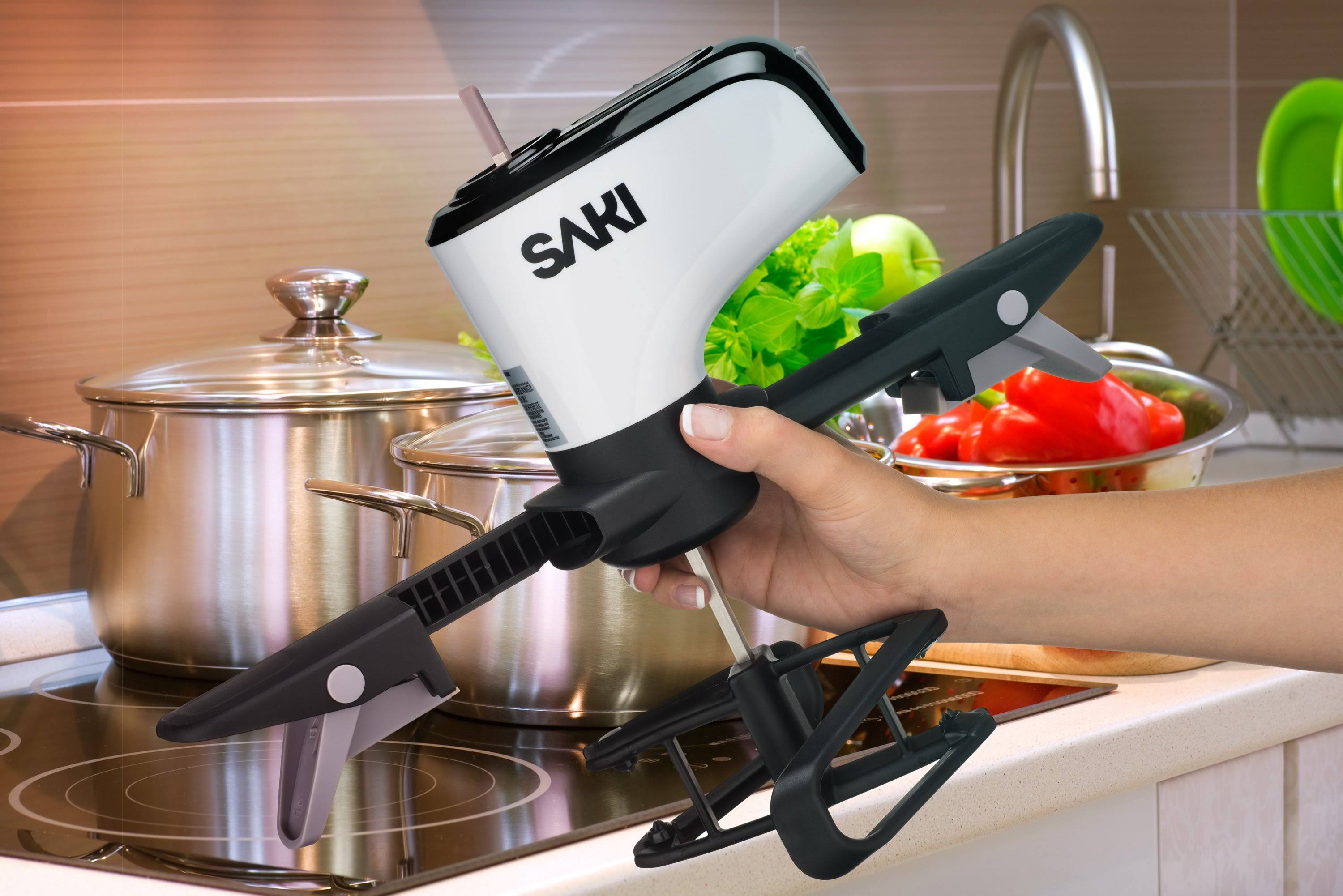 Saki Automatic Pot Stirrer for Cooking, with 2 Speeds, Adjustable, Hands Free