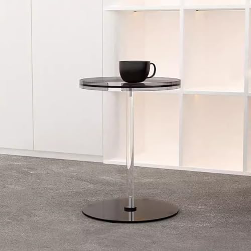 Transparent Acrylic Side Table, Round Slim Nightstand, Simple Lucite Vase Display Table, Home Decor Small Table, 40 * 53Cm,Sofa Side Table, Compact End Table for Living Room,Black