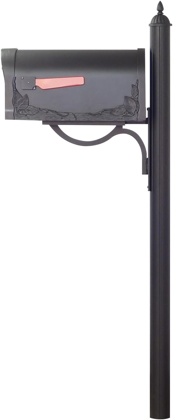 Special Lite Products Floral Curbside Mailbox with Locking Insert and Richland Mailbox Post