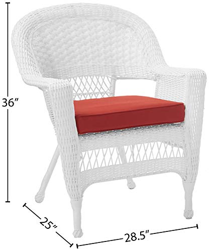 Jeco Wicker Chair with Red Cushion, Set of 2, Espresso/W00208-