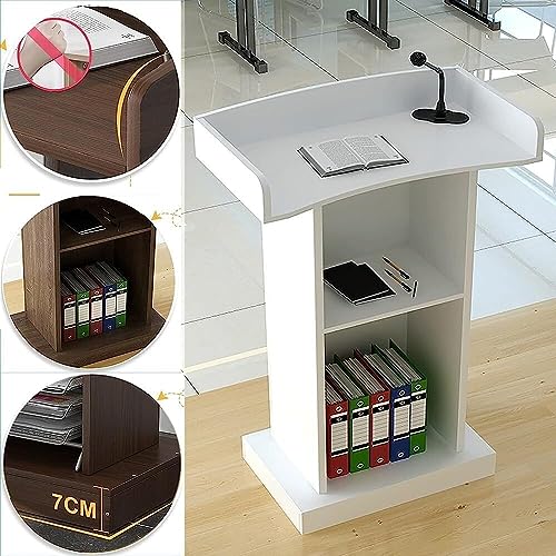 Podium Wood Stand Podium Stand Floor Standing Podiums Reception Desk for Speakers with Storage Shelf, Wooden Speaking Ideal for Conference, Auditorium,