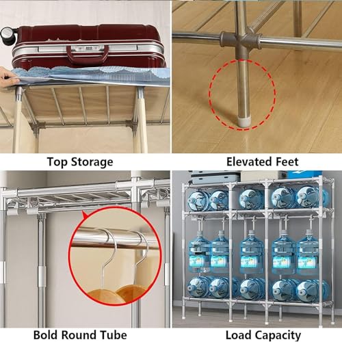 Portable Closets Assembled Storage Wardrobe - Multifunctional Portable Wardrobe Rack, Wardrobe, Simple Fabric Wardrobe, Furniture Bedroom Wardrobes, Small Apartment Hanging Wardrobe/closet, For Rental