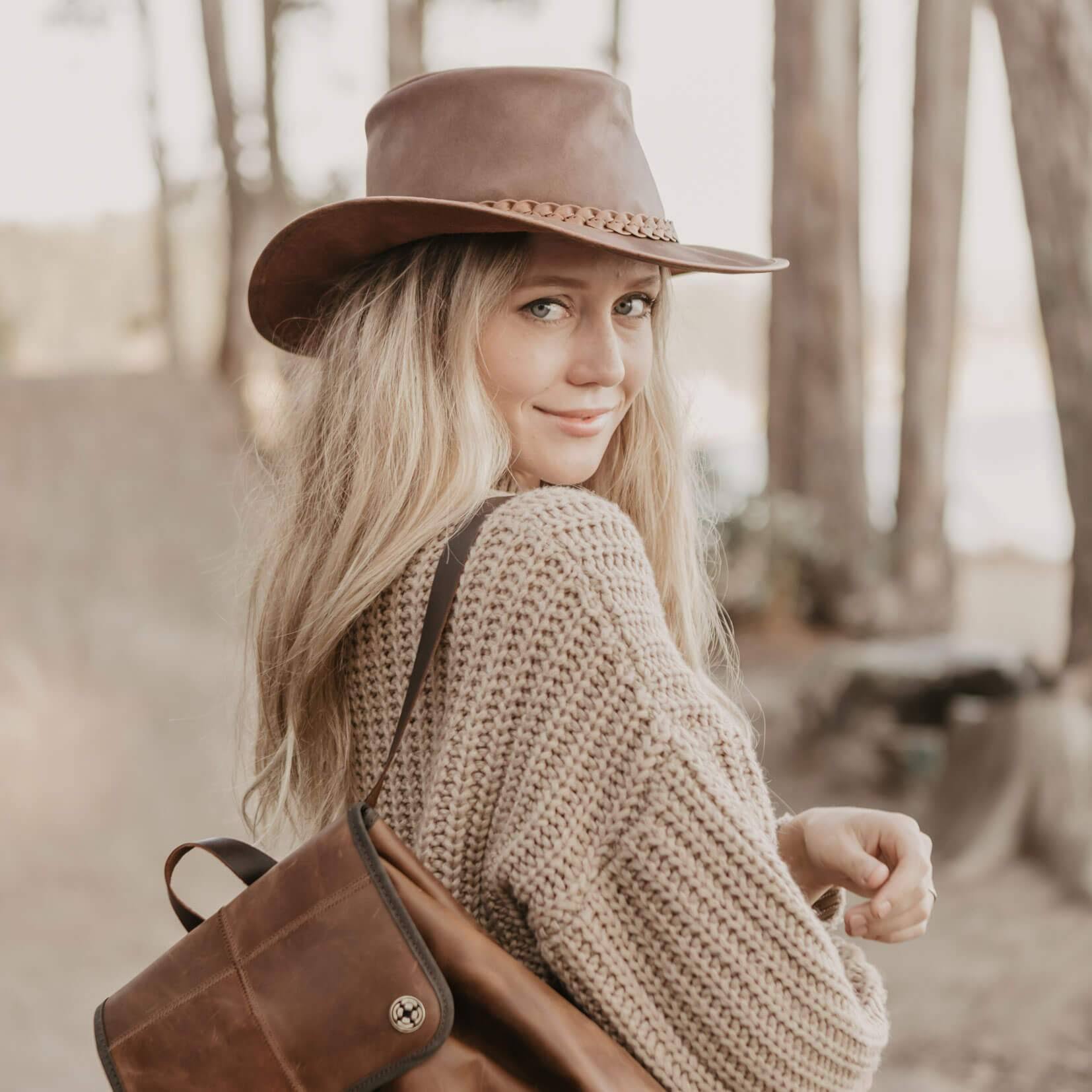 Men&s Crusher Leather Hat - Copper