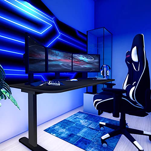 farexon Electric Standing Desk 55 x 24In with Charging Station, Stand up Desk with Oversized Mouse Pad, 2 USB Ports & 3 Power Outlets, 4 Caster, 4 Preset Heights Easy to Set（Brown）