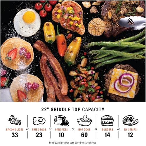 Blackstone 22” On The Go Scissor-Leg Griddle with Two Burners -Stainless Steel Gas Griddle with Hood, Wheels, Side Shelf –Heavy Duty Outdoor Stainless Steel Griddle for Backyard, Patio Camping –1935