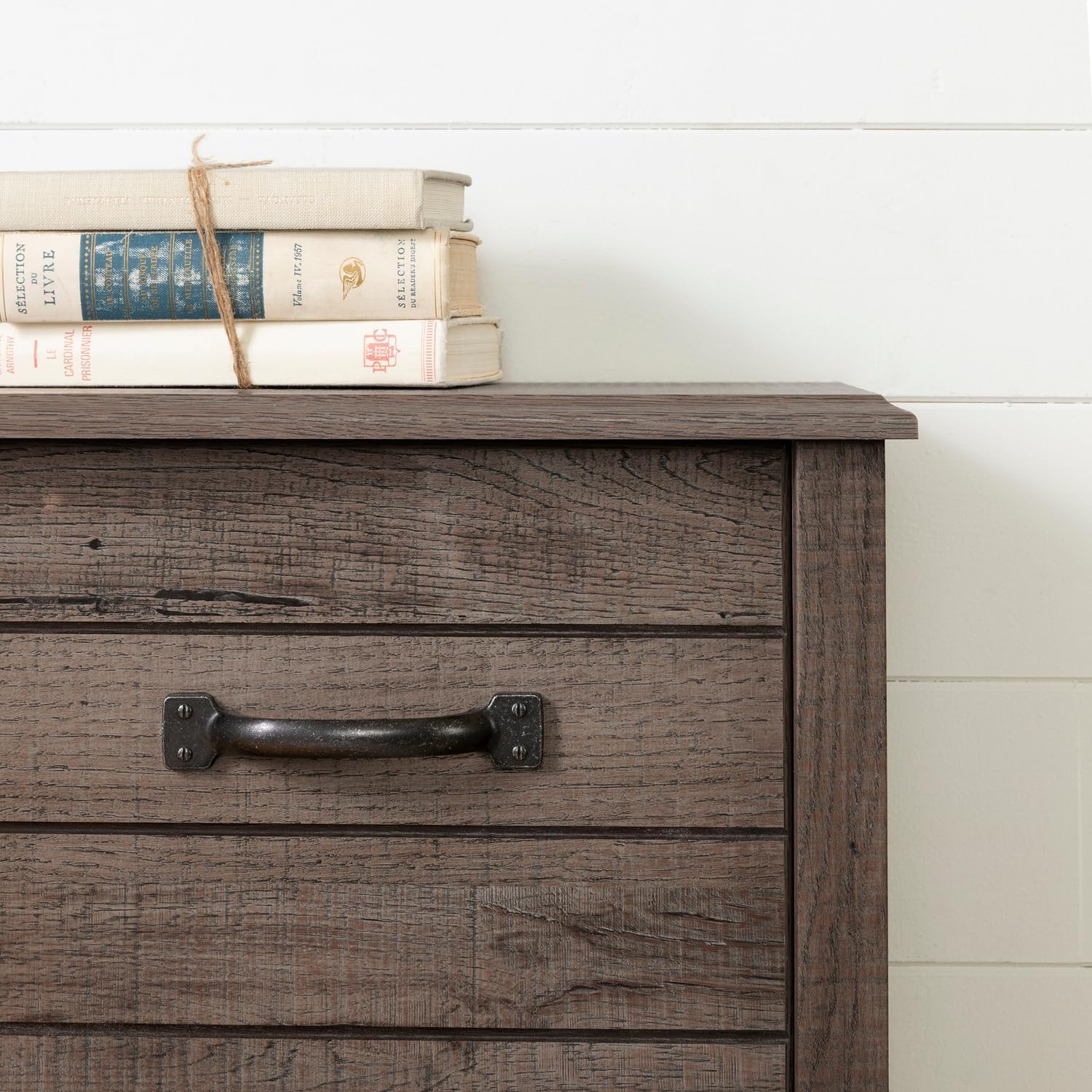 Old World Charm Engineered Wood Rectangular Full Bookcase Headboard Fall Oak with Storage and Sliding Doors, 64.5" (L) x 15.5" (W) x 4.5" (H)