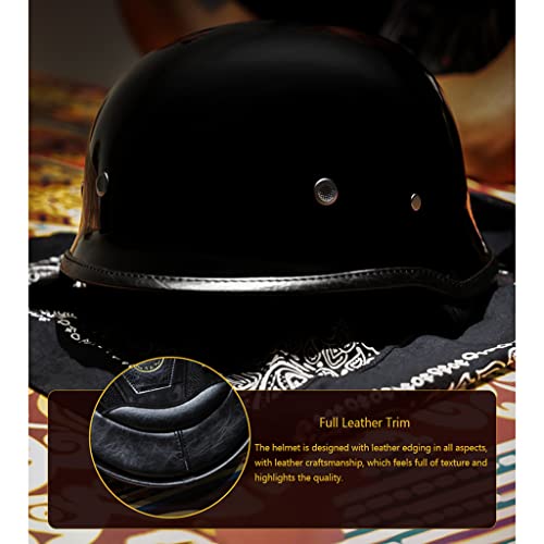 Bentrance German Style Retro Motorcycle Half Helmet, Vintage Half Face Helmet Open Face Helmet, DOT/ECE Approved Adult Men Women Half Helmet for Bicycle Cruiser Scooter