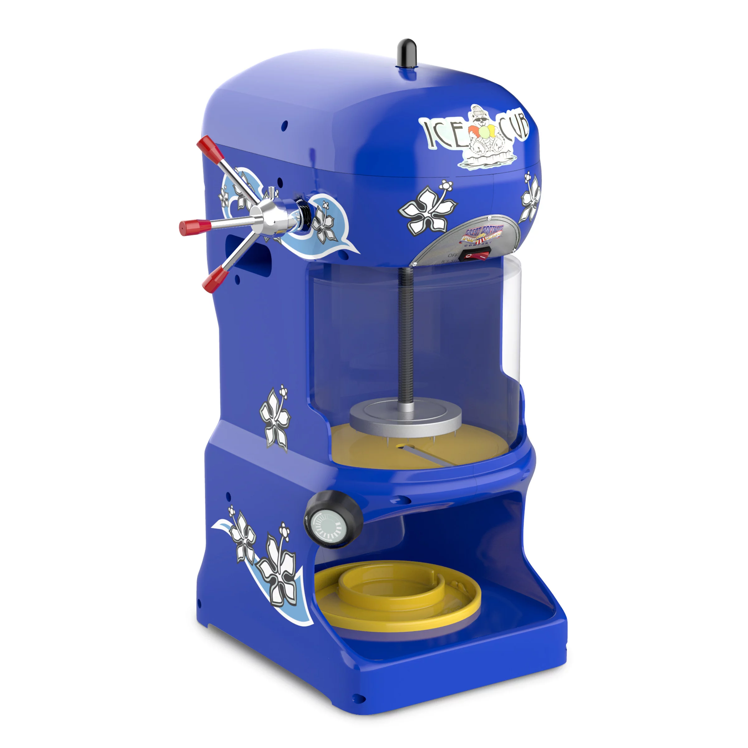 Ice Cub Shaved Ice Machine – Powerful Electric Block Ice Shaver & Snow Cone Maker by Great Northern Popcorn, Blue