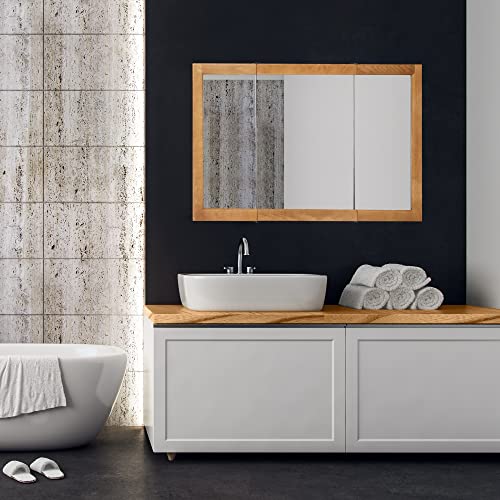 Design House 530576-NOK Richland Medicine Durable Nutmeg Oak Assembled Frame Bathroom Wall Cabinet w/Mirrored Doors, 36"