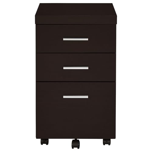 3 Drawer Mobile File Cabinet with 5 Wheel Versatile Storage Cabinet Under Desk Office for Home School Studio Anti-Tilting Wheels Design Vertical Filing Organization Cabinets Cappuccino