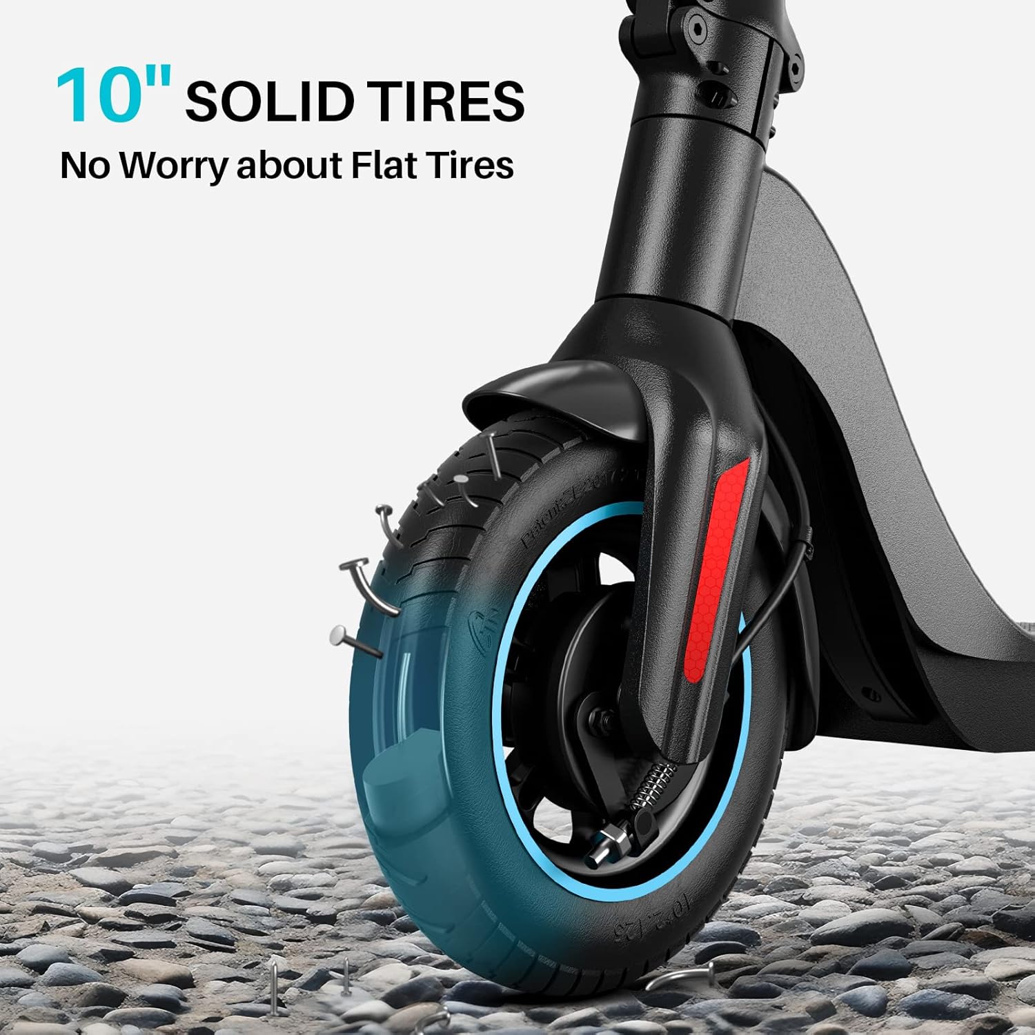 SmooSat SA3 Prime Electric Scooter for Adults, 10” Airless Tire, 28 Miles Range, 350W Powerful Motor, Long Battery Life, 20 MPH Max Speed, Type-C Reverse Charging, LED-Display, Gray