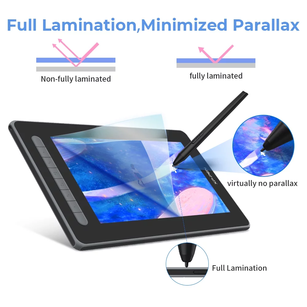XP PEN Artrist 12 2nd Graphics Display With 1080P Screen Digital Graphic Tablet 11.9in Full lamination Art Painting Pad For Animation Design For Windows MacOS Android Chrome OS Linux, Pink