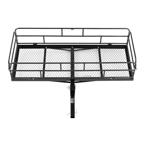 VEVOR 70" x 30" x 6", Hitch Cargo Carrier, 500 lbs Capacity with Nighttime Reflective Reminder, Folding Hitch Mount Cargo Carrier Basket with Hitch Lock for 2" Receiver, Fit for SUVs