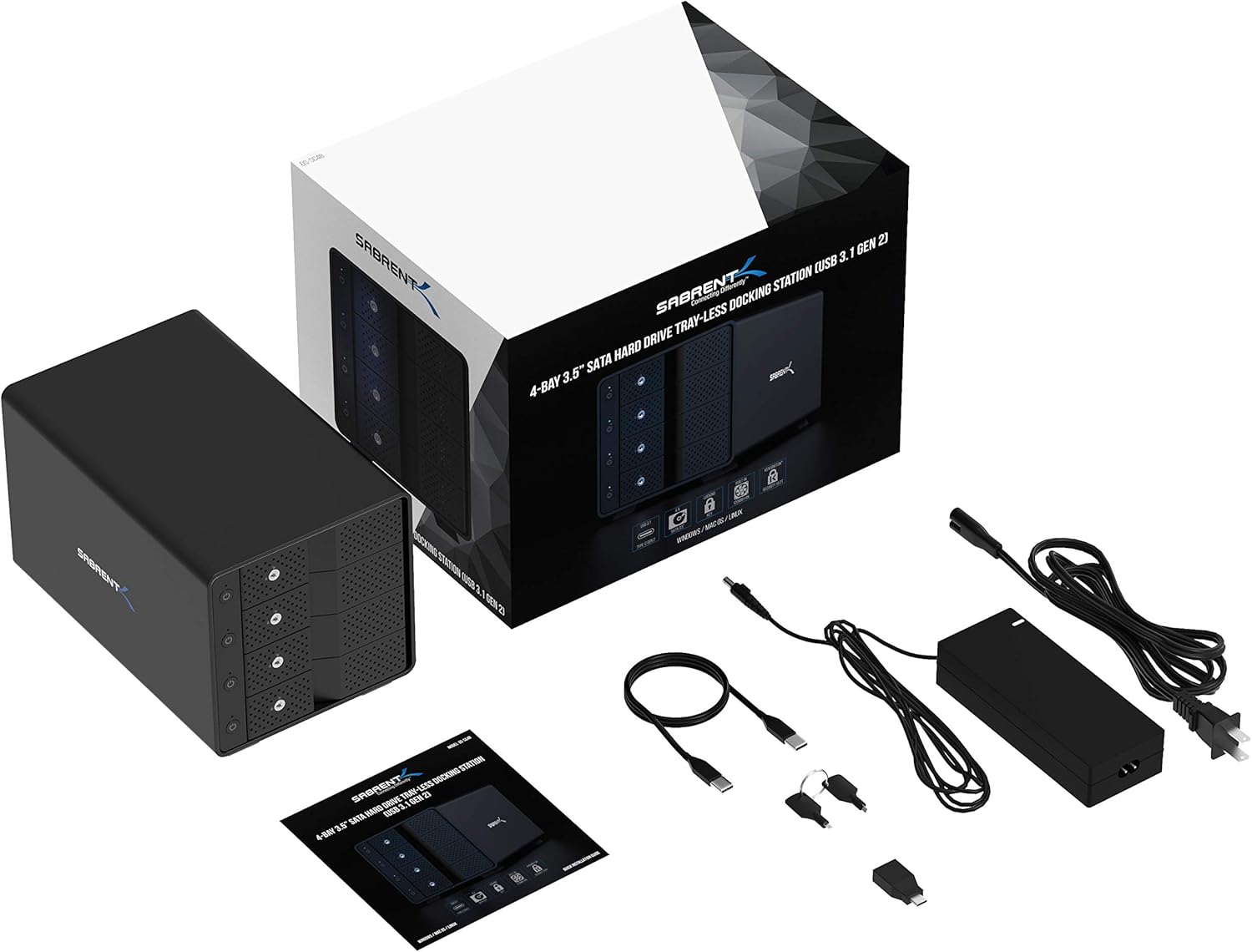 SABRENT USB 3.0 to SATA I/II/III Dual Bay External Hard Drive Docking Station for 2.5 or 3.5in HDD, SSD with Hard Drive Duplicator/Cloner Function [10TB Support] (EC-HD2B)