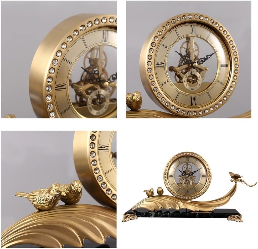 Alarm Clocks Modern Light Luxury Brass Desk Clock Living Room Desktop Silent Clock Old-Fashioned Creative Ornaments Desktop Clocks and Watches Room Accessories