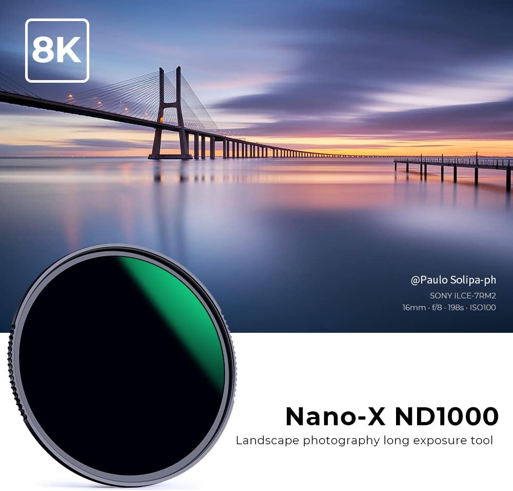 K&F Concept 77mm ND1000 (10-Stop Fixed Neutral Density Filter) ND Lens Filter, HD Hydrophobic Super Slim 28 Multi-Layer Coatings Glass Nano-X MRC Filter for Camera Lens Pack of 2