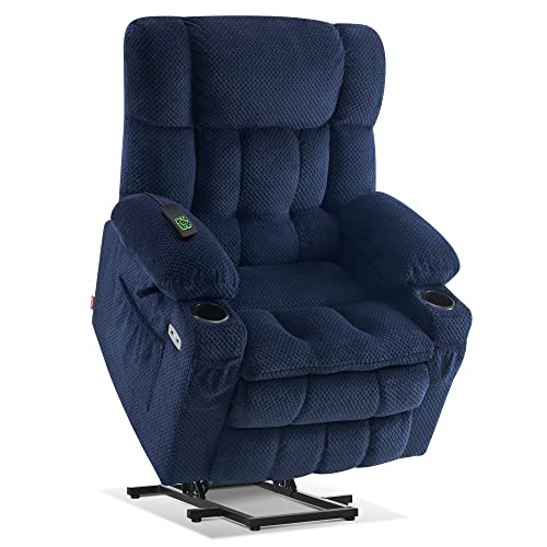 MCombo Dual Motor Power Lift Recliner Chair with Massage and Heat for Elderly People, Infinite Position, USB Ports, Cup Holders, Fabric 7890 (Medium-Regular, Burgundy)