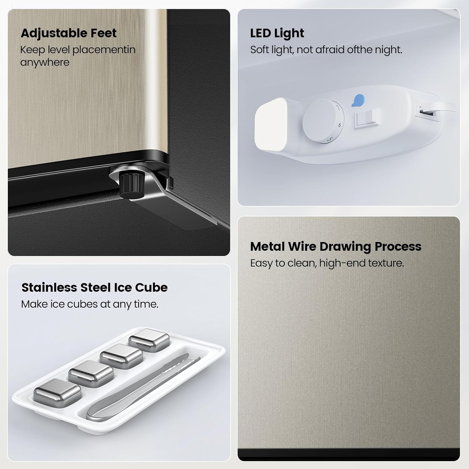 Mini Fridge with Freezer Quite: 3.2 Cu.Ft Mini Refrigerator with 2 Doors - Compact Small Refrigerator - for Bedroom Dorm Office Apartment Fridge - Champagne