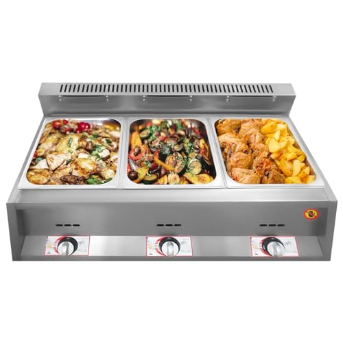 Commercial Deep Fryer 2/3 Pan LPG Gas Deep Fryer, 12/18L Stainless Steel Deep Fryer Portable Deep Fryer with Temperature Control, Countertop Deep Fryer Machine for Restaurant/Home