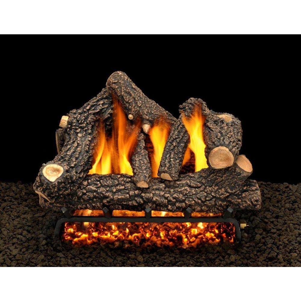 American GAS Log Cheyenne Glow 24 in. Vented Natural GAS Fireplace Log Set with Complete Kit, Match Lit