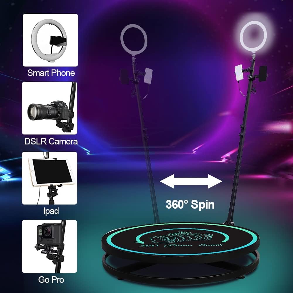 ALINBIN 360 Photo Booth Machine for Parties, 360 Camera Booth Machine Support Customize Logo, Automatic 360 Spin Selfie Platform for Party, Wedding, Live Broadcast, Big Event (27'')