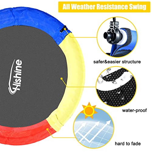 Swing Set,43inch Saucer Tree Swing with A Frame Swing Stand Heavy Duty,Durable Textilene Round Swing and Metal Frame,Anti-Rust and All Weather Resistant for Kids Outdoor Backyard (6clrbk)