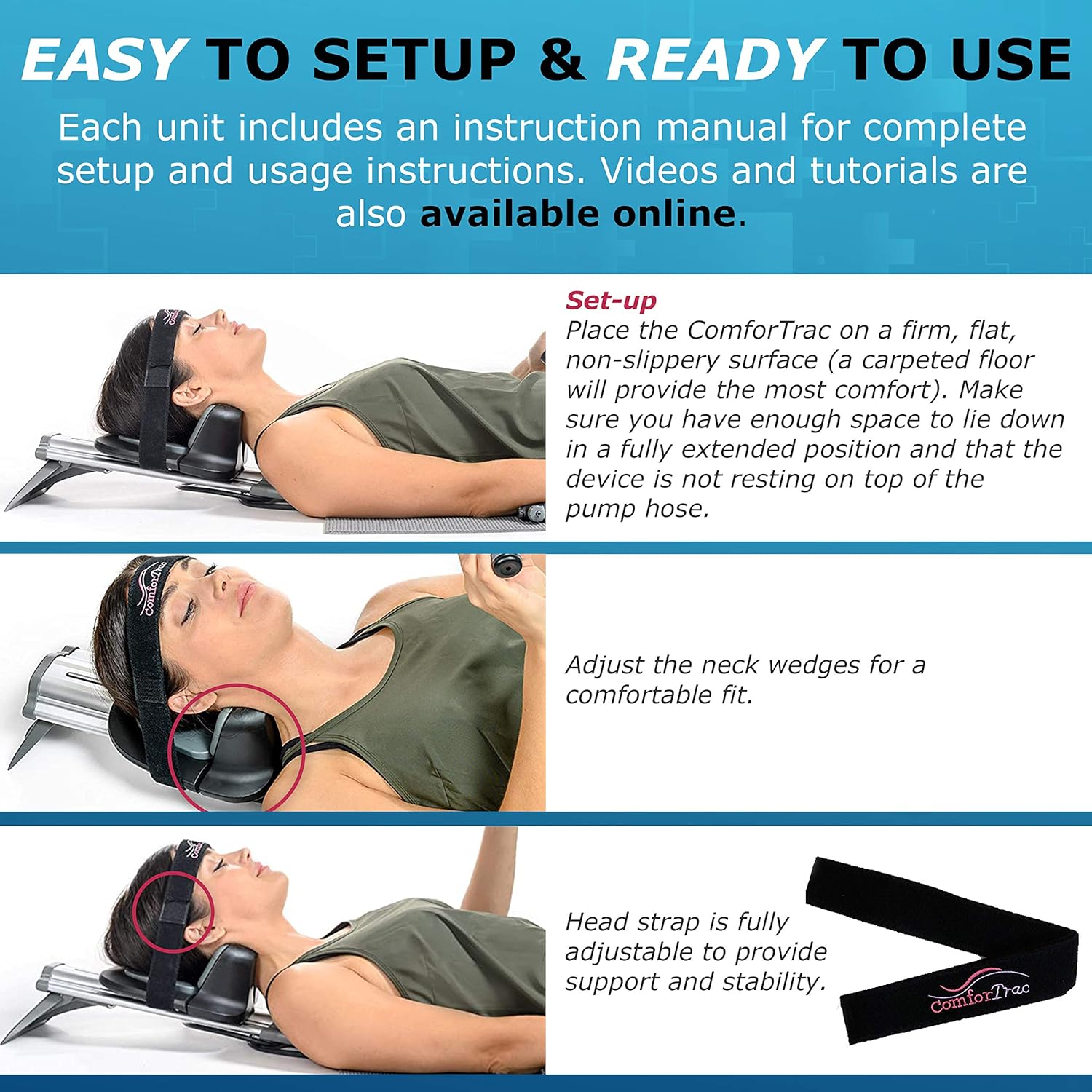 ComforTrac Cervical Home Traction 1.0 - The Original ComforTrac, for Spinal Decompression, Relieving Pinched Nerves, and Cervical Pain, with Carrying case.