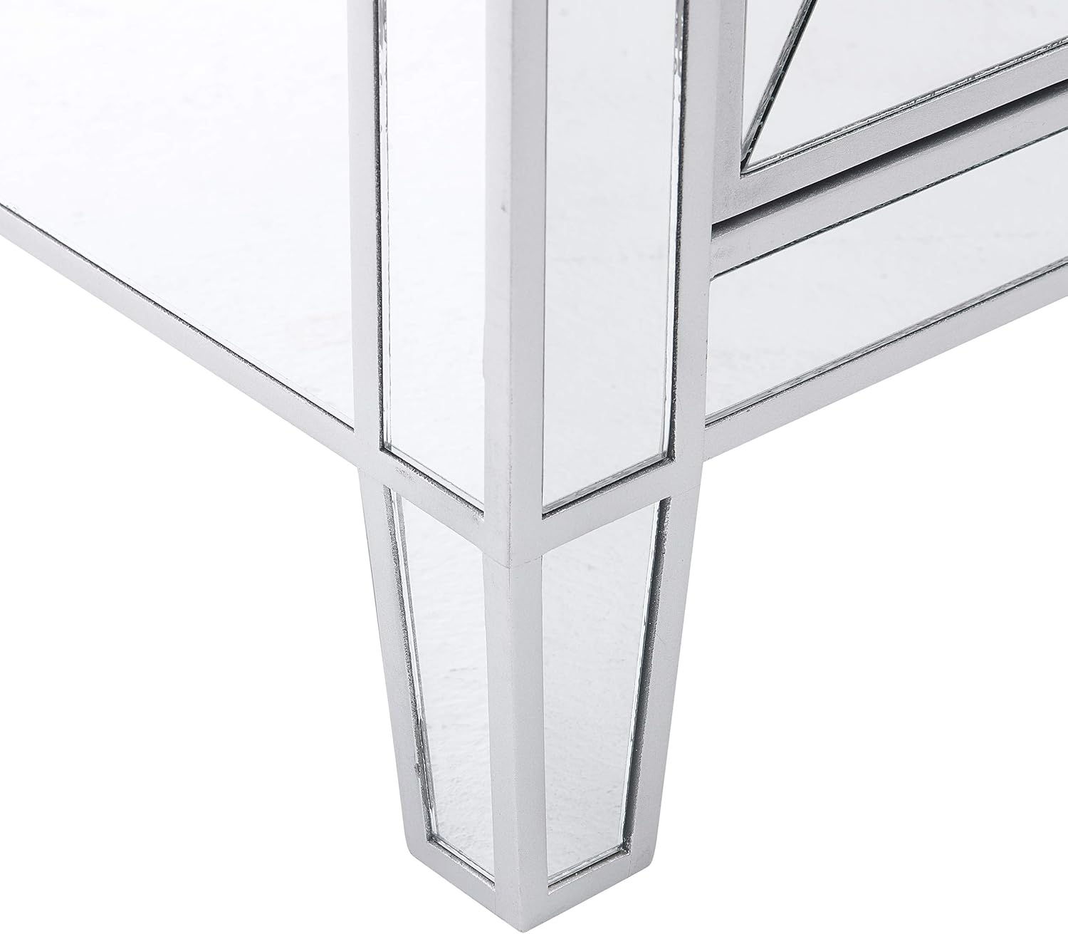 SEI FURNITURE Mirage Cabinet, Mirrored with matte silver trim.