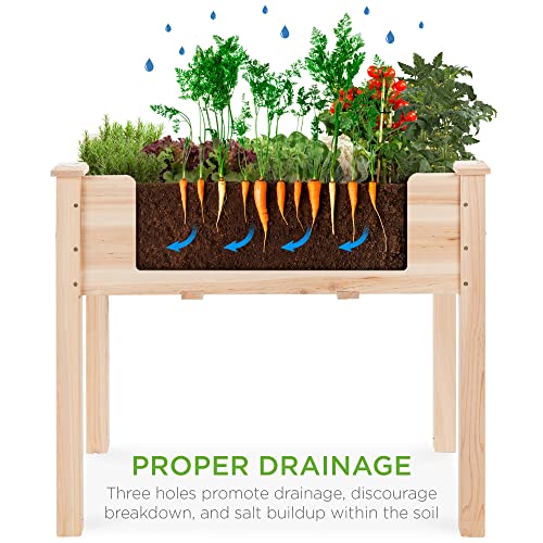Best Choice Products 72x23x30in Raised Garden Bed, Elevated Wood Planter Box Stand for Backyard, Patio, Balcony w/Divider Panel, 6 Legs, 300lb Capacity - Natural