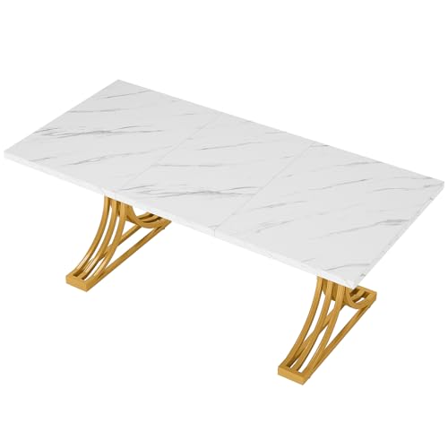 Tribesigns 63-Inch Rectangular Dining Table for 4 to 6, Kitchen Tables for Dining Room, Modern Dinner Table with Grey Table Top and Stylish Metal Legs (Only Table) (Grey+Black)