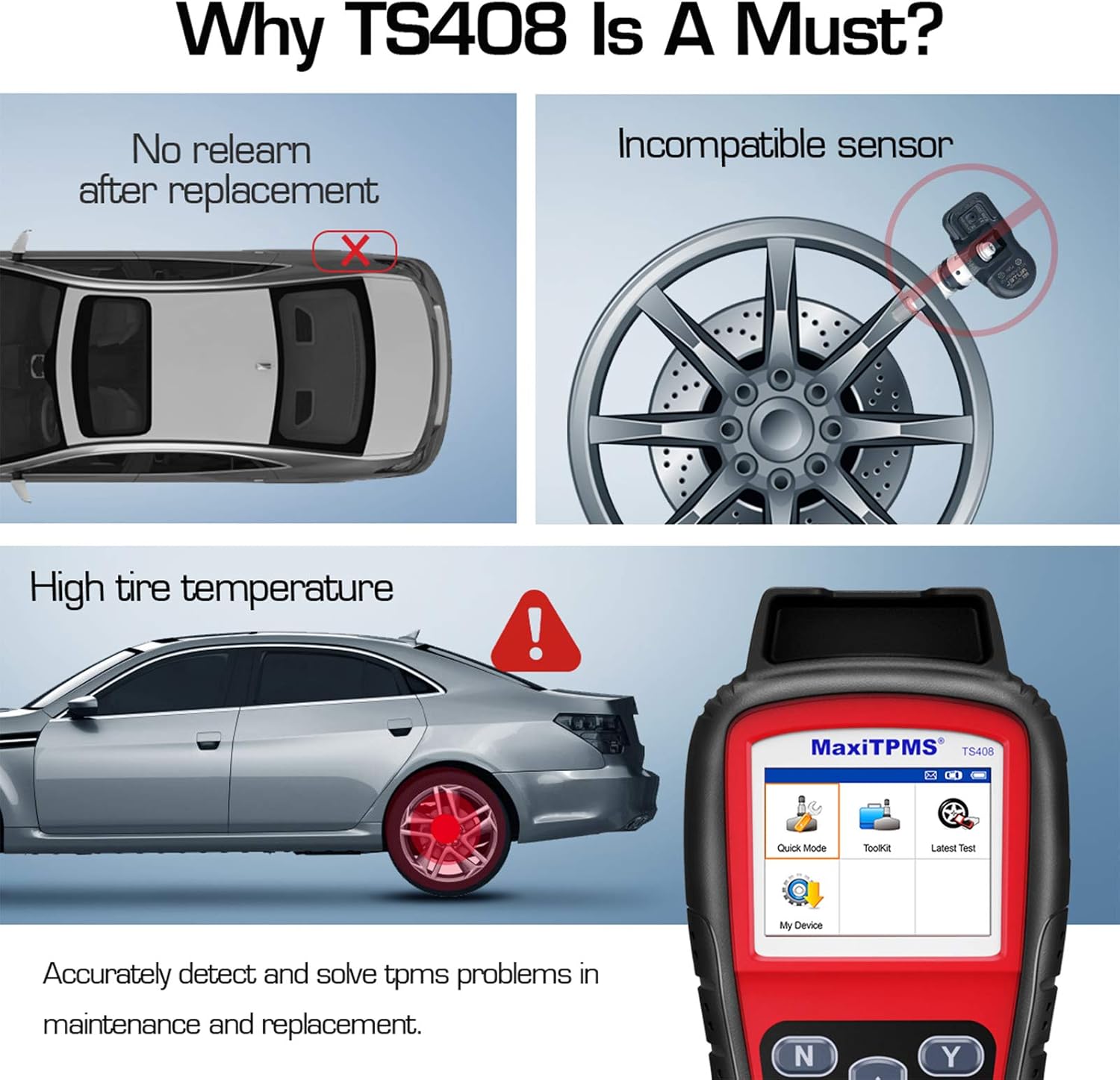 Autel TPMS Relearn Tool TS408, 2022 Upgraded Version of Autel TS401, TPMS Reset, Sensor Activation, Program, Key Fob Testing, with Lifetime Update