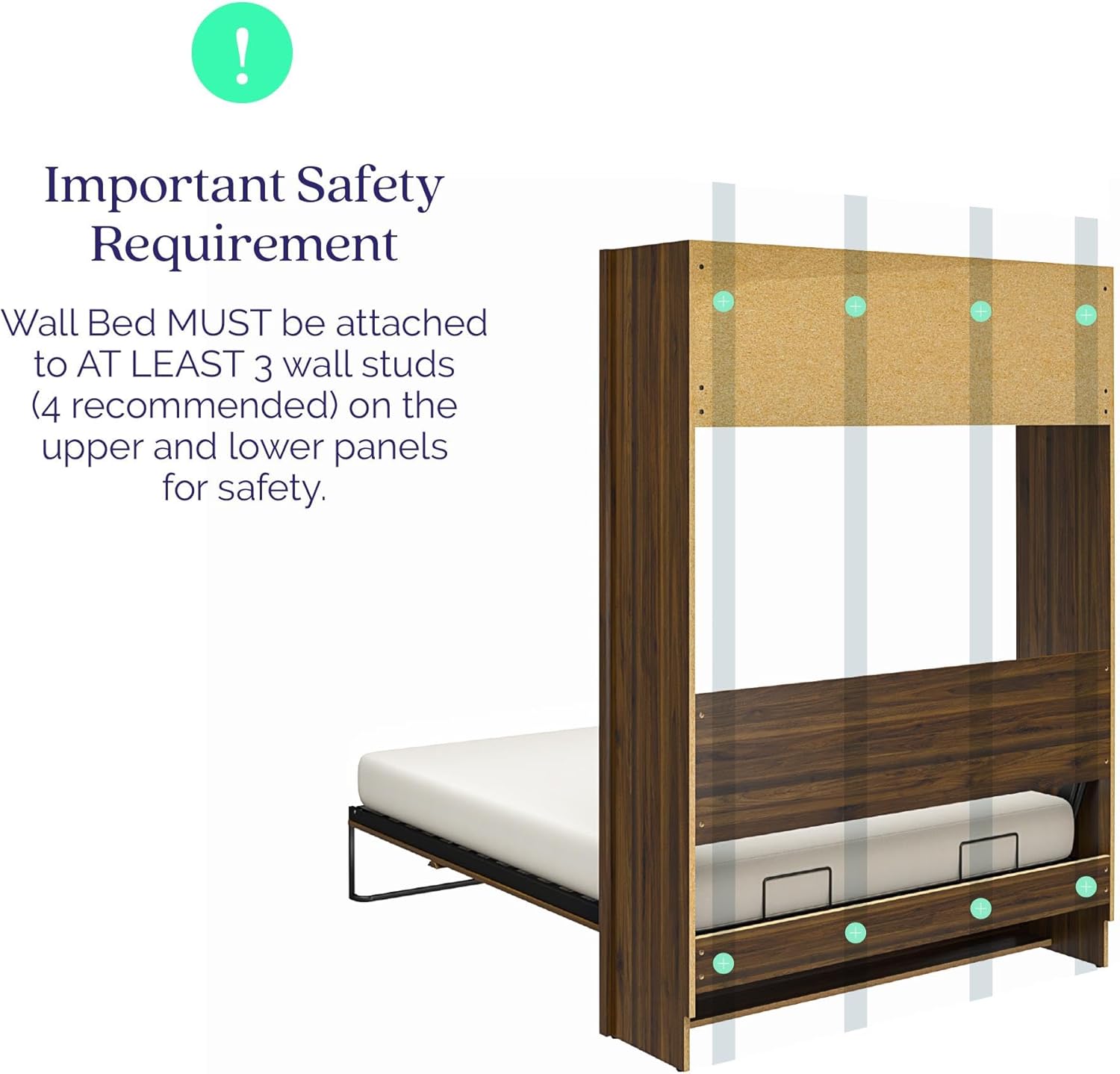 Signature Sleep Full Size Murphy Wall Bed with Wooden Slats in Engineered Wood, with Storage and Charging Station in Light Oak, No Box Spring Needed, Easy Assembly, Up to 600 lbs Weight Capacity