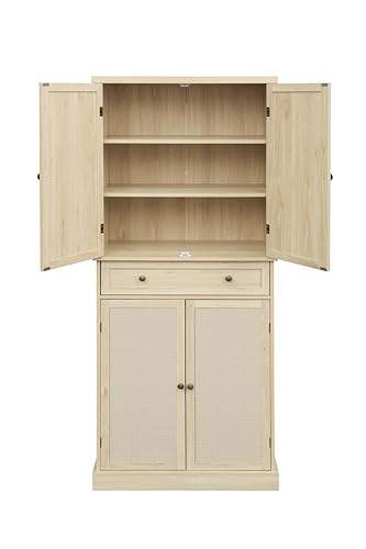 NicBex Modern Pantry Cabinet Farmhouse Bar Cabinet for Liquor and Glasses, Dining Room Kitchen Cabinet with Wine Rack, Sideboards Buffets Bar Cabinet, Charcoal Grey