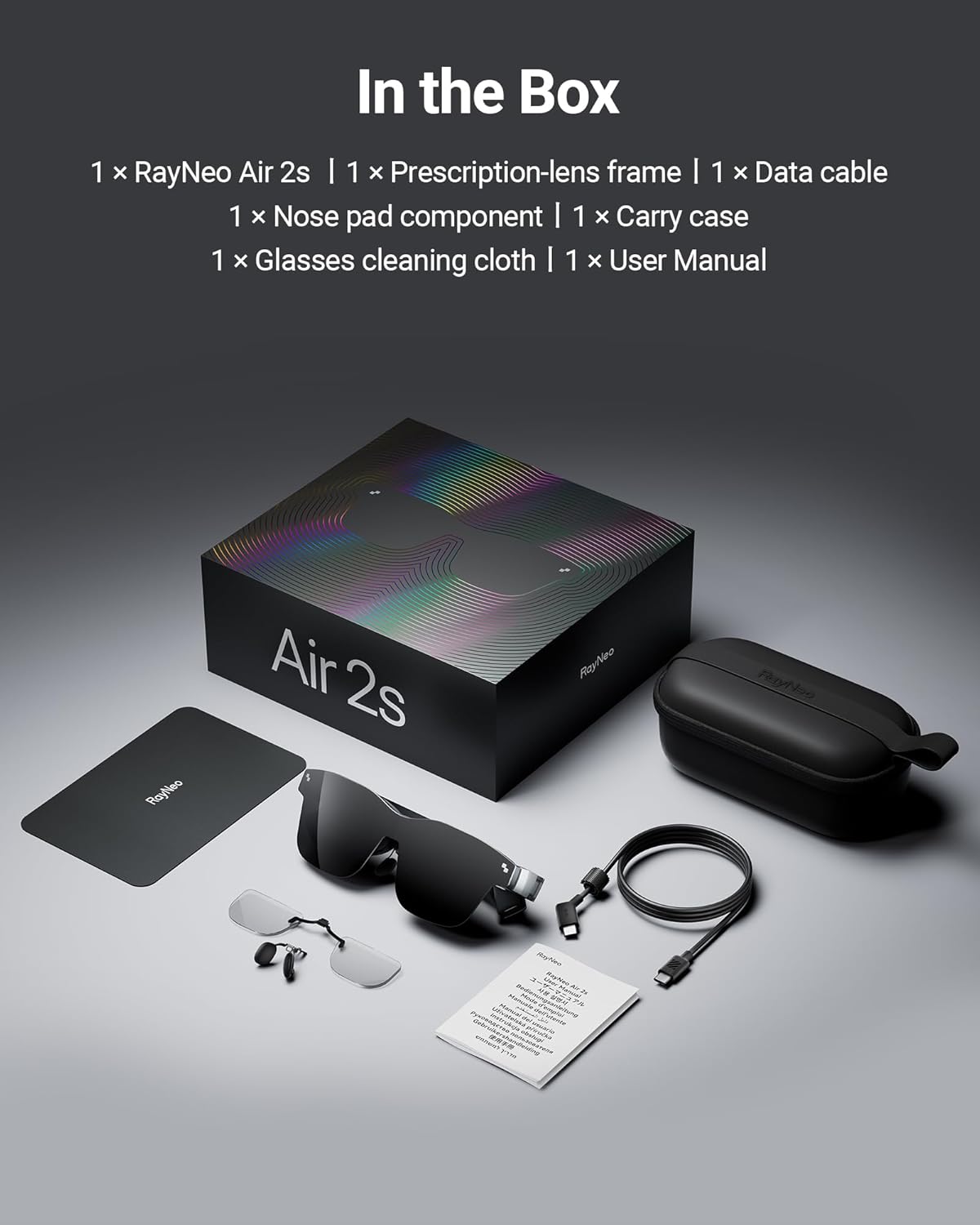 RAYNEO Air 2s XR Glasses - Smart Glasses with 201" Micro OLED, AR Glasses 120Hz 600nits Brightness with 4 speakers-2024 New model