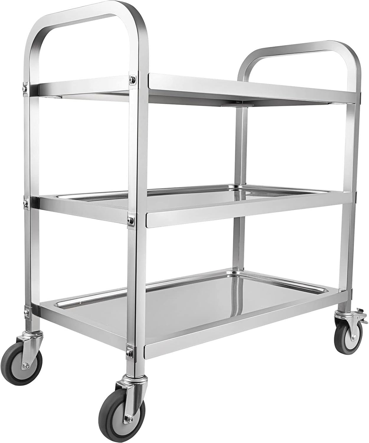Marada 3 Tier Stainless Steel Utility Cart with Locking Wheels Shelf,Kitchen Cart Trolley,33'' L x 18'' W x 35''H,Utility Rolling Serving Catering Storage for Kitchen Restaurant Hotels