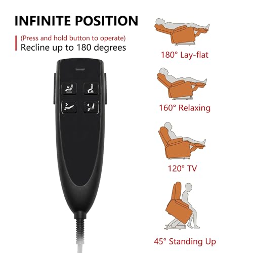 Power Lift Chair Lay Flat Recliner Infinite Position Electric Dual Motor Stand Up Lift Chair with Massage and Heat for Adults,Heavy Duty Recliners with 2 Remote Controls and Two Cup Holders