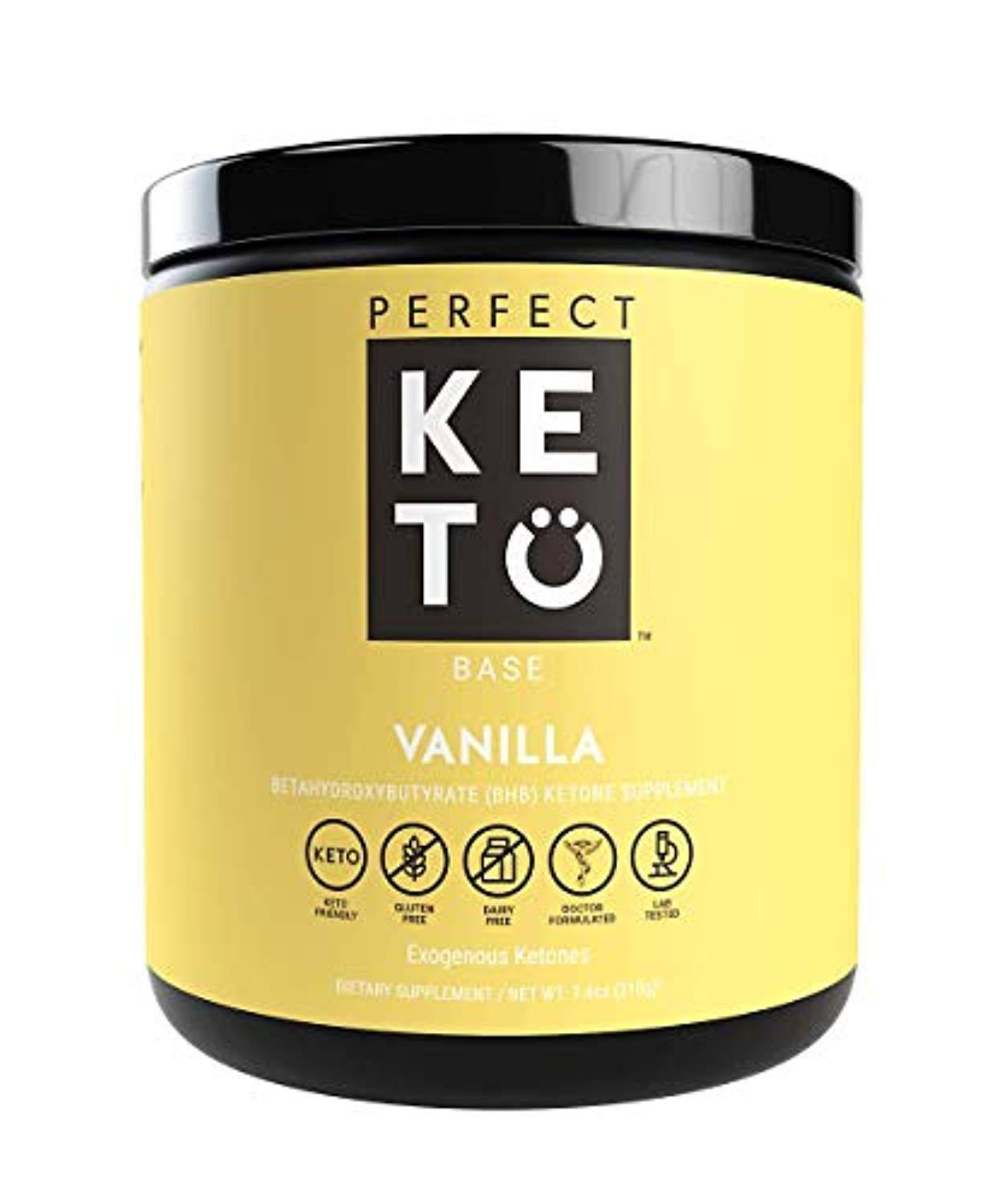 Perfect Keto Exogenous Ketones: Base BHB Salts Supplement Vanilla Flavor