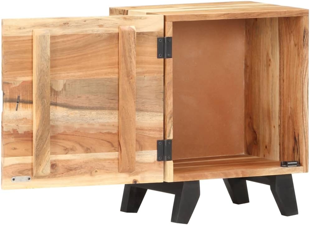 Bedside Cabinet, Sofa Side Table Short Bathroom Cabinet Rustic Entryway Table Wooden Corner Cabinet Suitable for Home Living Room Office Closet 15.7"x11.8"x20.1" Solid Acacia Wood