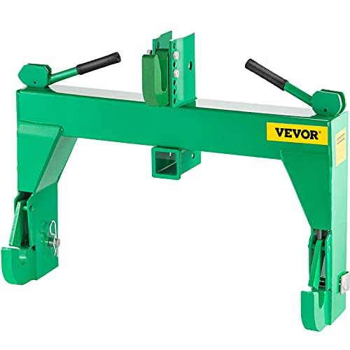VEVOR 3-Point Quick Hitch, 3000 LBS Lifting Capacity Tractor Quick Hitch, 28.31" Between Lower Arms Attachments Quick Hitch, 5 Level Adjustable Bolt, Adaptation to Category 1 & 2 Tractor,Green