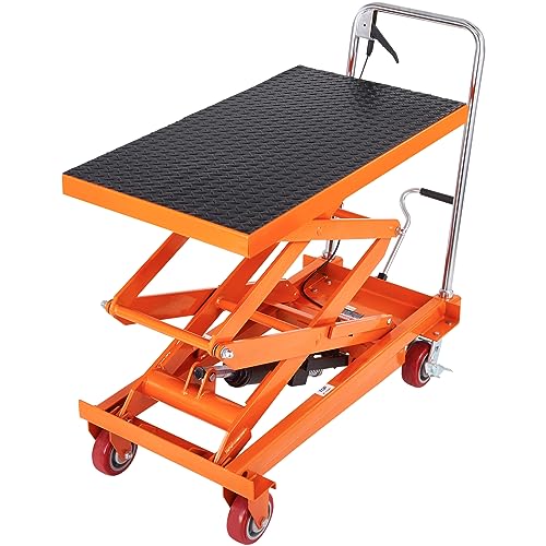 VEVOR Electric Lift Table, 330 lbs Capacity Single Scissor Lift Table, 8-28 in Height Adjustable Lifting Platform, Coffee Table Lift with 4 Wheels, for Material Handling and Transportation, Black